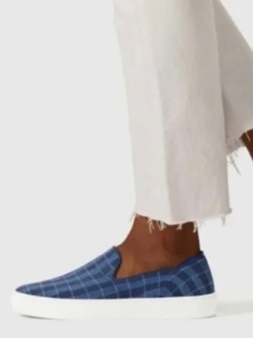 Rothy's size 9 retired blue plaid woman's slip on sneakers